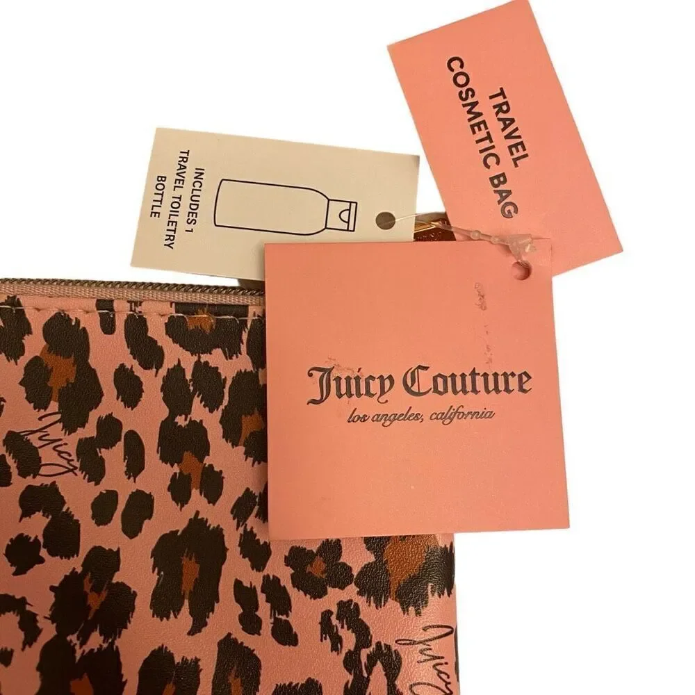 Juicy Couture Pink Animal Print Travel Cosmetics Bag‎ NWT